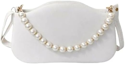 NeoCraft Women’s Satin Shoulder Bag with Pearl Chain Handle | Elegant Shoulder Purse for Women | Stylish Party, Wedding & ...