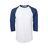 Soffe Classic Baseball Jersey, White/Navy, Large