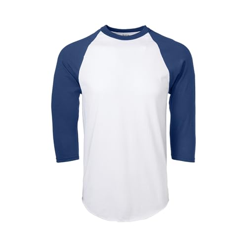 Soffe Classic Baseball Jersey, White/Navy, Large