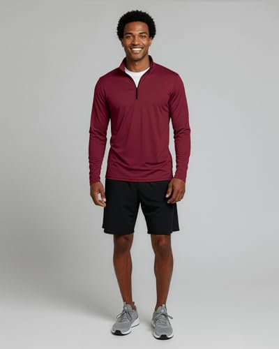 Image of Real Essentials 3 Pack: Men's Dry-Fit Active Quarter Zip Long Sleeve Athletic Performance Pullover (Available in Big & Tall)