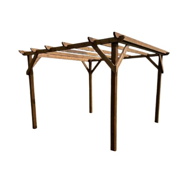 Solid Wood Eco Pergola, Large Freestanding Garden Gazebo, Heavy Duty Outdoor Wooden Structure, Large Handmade Pergola Kit 2m x 3m - Unstained