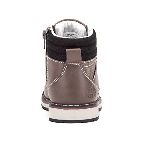 X Ray Footwear Aiden Boy’s Classic Lace Up Combat Faux Leather Mid-Top Chukka Boots W/Inside Side Zipper & Pull Tab, Round Toe, Block Heel Platform, Thermoplastic Rubber Outsole, Size 5 #TOP5