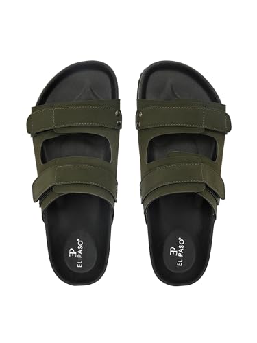 Image of EL PASO Men's Leather Cushioned Cork Sole Sandal Slippers (Size 6 to 12)