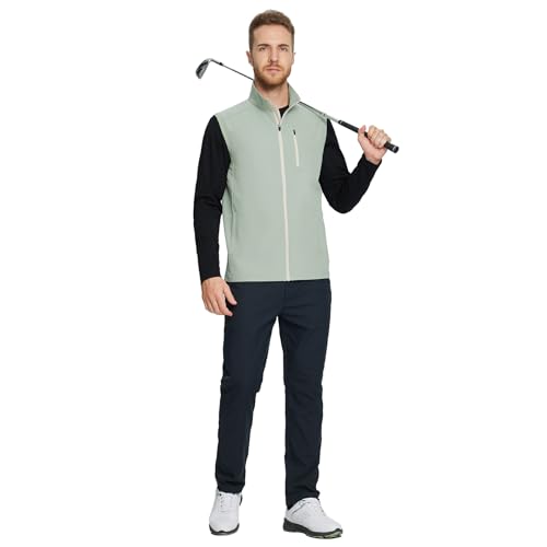 Image of M MAELREG Mens Vests Outerwear Windproof Lightweight Softshell Vests Zip Pockets Sports Sleeveless Jacket Golf Vests for Men