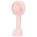 Ventilador de Mano Mini Portátil de Sobremesa Ventiladores de 4 Aspas Velocidad del Viento Ajustable con Soporte para Teléfono Rosa Pequeña Luz de Ruido Y Portátil con Base