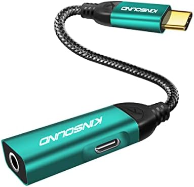 USB C to 3.5 mm Jack Adapter, 24bit Hi-Res Sound Type C to Audio Connector PD Fast Charging Compatible with Samsung Galaxy S22/S21/S20 Plus, Pixel 6/5/4/3/2, iPad Pro/iPad Air/iPad mini,Green