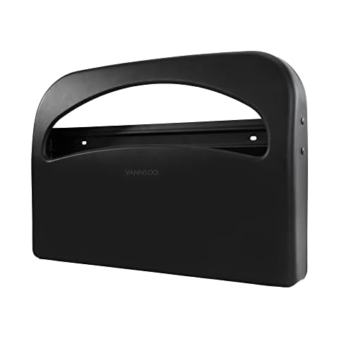 VANNSOO Toilet Seat Cover Dispenser - Stainless Steel Wall Mount Toilet Seat Cover Holder for Commercial Bathroom, 250 Single or Half Fold Seat Covers Capacity (Black) Cover