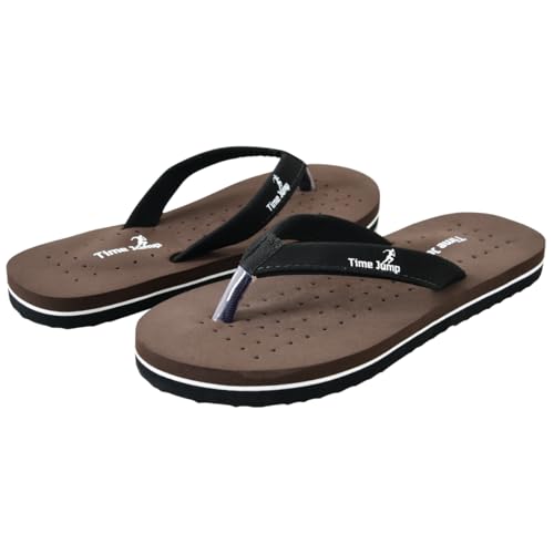 Image of Perforated Flip Flops, Burgundy with Black Straps, Casual Beach Sandals