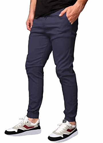 Calça Jogger Sarja Masculina Konoa Skinny Com Punho (as2, alpha, l, regular, regular, Azul Marinho)