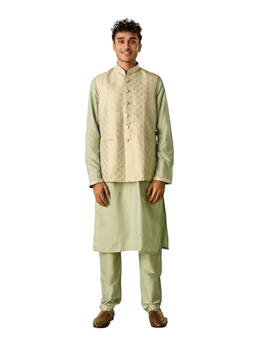 Kurta Manyavar ensemble veste traditionnelle homme viscose lot de 3 pièces