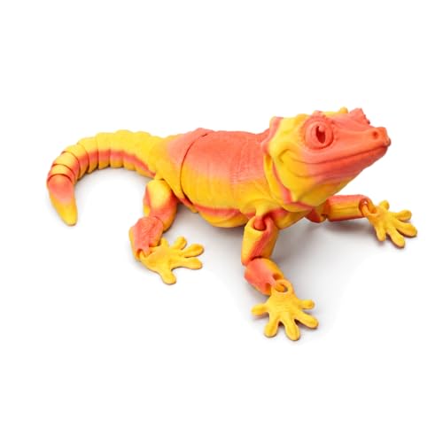 Xonery 3D Printed Articulated Gecko/Lizard Figurine, Poseable Joints, Home/Office Decor, Animal Collectible, Multi-Color Options with Bi-Color Gradients (Gradient Orange-Yellow)