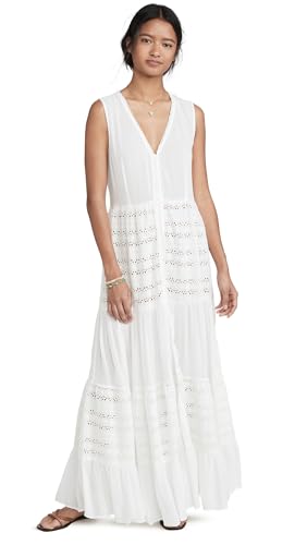 Playa Lucila Women's Eyelet Maxi Dress, White, S