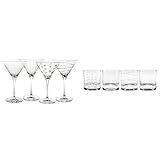 Mikasa Cheers Martini Glass, 10-Ounce, Set of 4, 4 PC, multi/none & Double Old Fashioned Glass,...