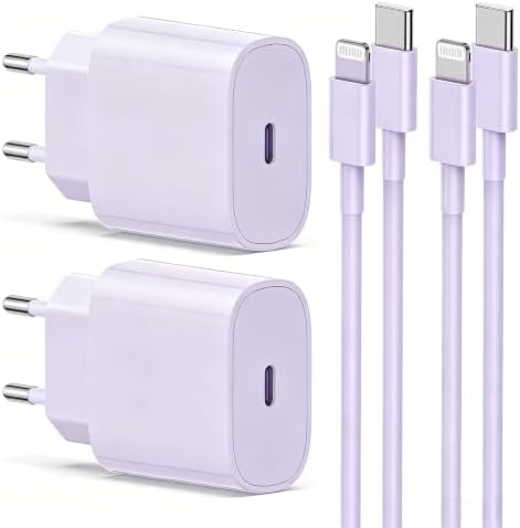 iPhone Ladekabel, 2Pack iPhone Ladegerät mit Lightning Kabel USB C Apple Schnelladekabel 2m, USB C Ladegerät für iPhone 14/13/12/11/iPad/XS/XR/SE/Pro Max/Mini-Purple
