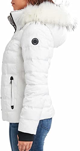 Nautica Women's Puffer Zip Off Hood With Faux Fur Trim Jacket (White,Xl) #TOP2