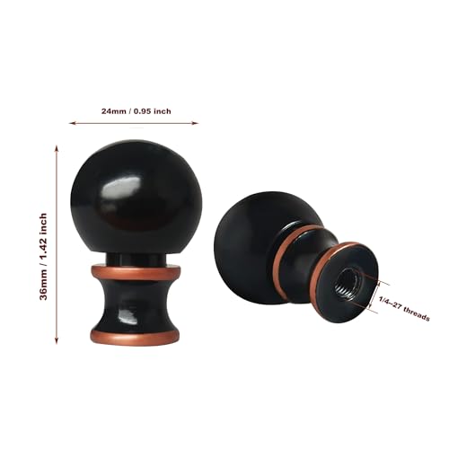 Image of GY & CK Ball Lamp Finials Lampshade finial Tops for Lamp Shade Harp Lamp Finial Knob Lamp Parts and Lighting Accessories Finial Black and Brone Edge 2 Pack