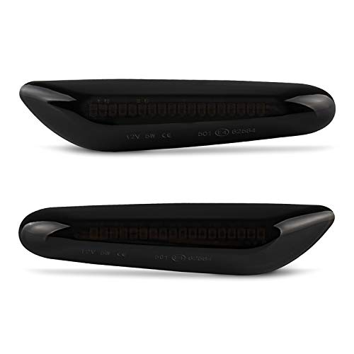 Llctools - Indicatore di direzione laterale, coppia Smoke, indicatori di direzione laterali a LED, per auto, accessori per auto, maggiore flusso luminoso, colore nero