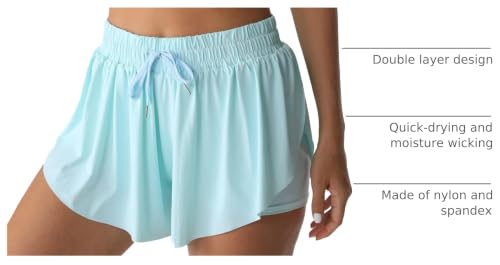 Image of Flowy Athletic Shorts for Women Running Tennis Butterfly Shorts Girls 2-in-1 Double Layer Quick-Drying Comfy Shorts