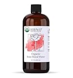 HBNO California Bottled Organic Rose Water for Face Huge 16 fl oz (480ml) Value Size - USDA Certified for Face - Pure Rose Water for Hair - Rosewater for Skincare, Haircare