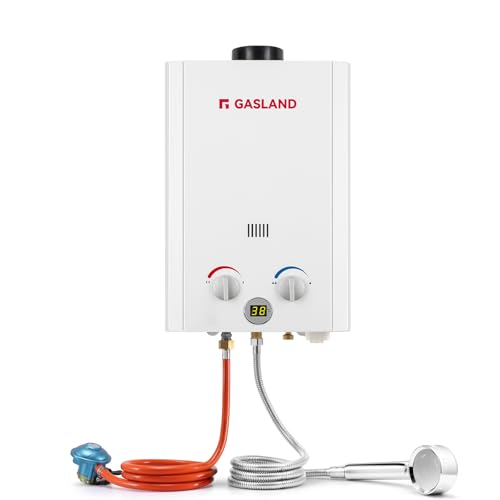 GASLAND BE264 10L Gas Water Heater, Outdoor Tankless Hot Shower System with Digital Display, Instant LPG Water Boiler for Campervan Shower Road Trip Hot Tap Lpg Shower