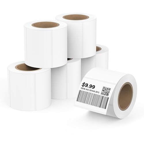 MUNBYN M110/M220/M221/M120 Thermal Label Sticker Small Size 1.57'' x 1.18'' (40 x 30mm), Square, White, Multi-Purpose Self-Adhesive Thermal Labels, 230 Sheets/1 Roll, 6 Roll