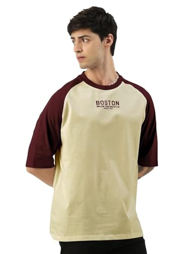 Image of Maniac||Mens||Printed||Round Neck||Raglan||Half Sleeve||Cotton||Oversized||Tshirt