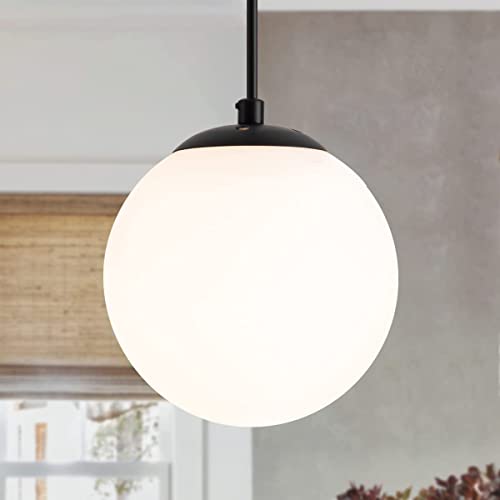 VRCT White Globe Hanging Light for Kitchen Island, White Frosted Pendant Lights for Dining Table (Single Ball 2 Pcs)