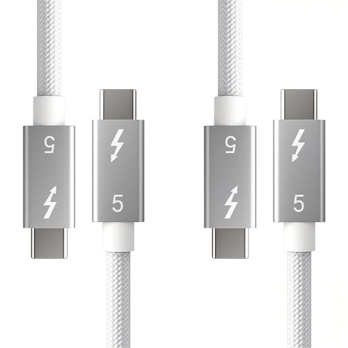 basecolors 2Pack Usbc Cable for Thunderbolt 5 Cable 3.3FT (1M) 240W Charging 80Gbps Data Transfer 8K/4K Displays Compatible Thunderbolt 4 3 2/USB4 SSD MacBook M4 Pro/Max iPhone 17/16(White)