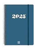 Finocam - Agenda Espiral My 2025 Semana Vista Horizontal Enero 2025 - Diciembre 2025 (12 meses) Azul Catalán