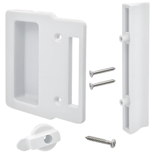 Sliding Screen Door Handle with Lock Fits Andersen Frenchwood, Narroline and Perma-Shield Series from 1982 to Present, Replacement Screen Door Pull for 2 and 3 Panel Gliding Doors (1PC, White Color)