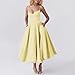 RALUEMID Spring Corset Dress for Women Formal Spaghetti Strap Bustier Midi Dresses Flowy Pleated Hem Corset Sundress with Pockets Formal Dresses for Women 2025 Yellow