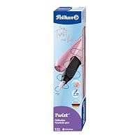 Pelikan Twist Füllhalter, Edelstahl-Feder in Strichbreite M inkl. Tintenpatrone, girly rose – Ansicht 7