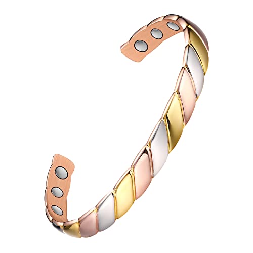 Feraco Copper Magnetic Bracelets For Women,Fashionable Braided Pattern Copper Bracelet For Women,99.99% Pure Copper Magnetic Bangles With Gift Box,Gifts For Women #TOP7