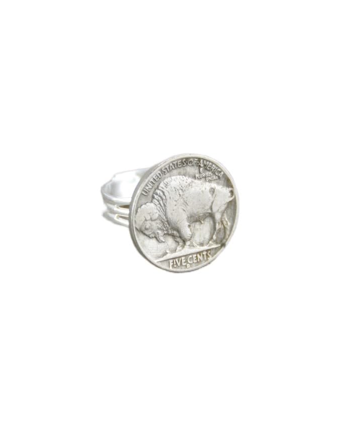 Just Bead Happy Buffalo/Indian Head Nickel Adjustable Ring