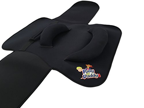 Pony Up Daddy - Neoprene Parent Saddle with Easy Close Strap - Features Padded Seat and Grab Handle for Safe and Comfortable Play Pony Rides - Fits Up to 50" Chest Size - Bandit Black