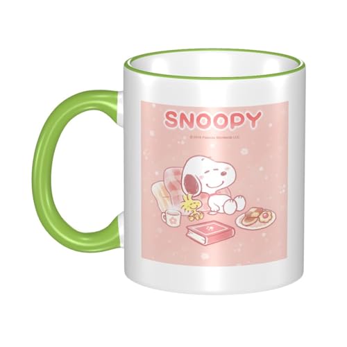 スヌーピー マグカップ 保温・保冷 電子レンジ対応 コーヒーカップ 陶器 セラミック 耐高温 軽量 個性人気 誕生日プレゼント大容量 Green