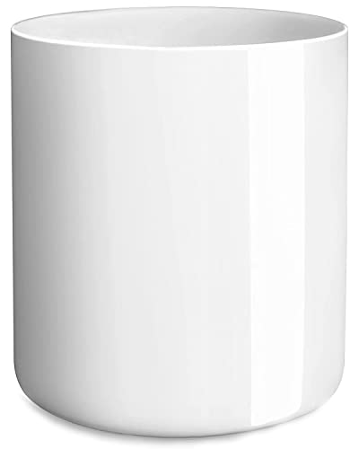Latchhook White Utensil Holder For Kitchen Counter, Glossy Ceramic Cooking Utensils Holder For Countertop Easy To Clean, Small Modern Porcelain Spatula Holder Crock For Farmhouse Décor 4.5×6.4 Inch #TOP2