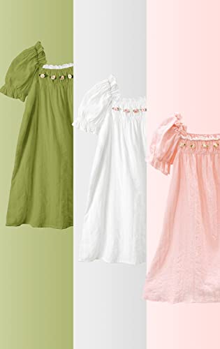 Bangsaur Girls' Princess Dress, Cotton Vintage Pack Of 2 Dresses,3-12 Years(White+Pink,7-8Years) #TOP3