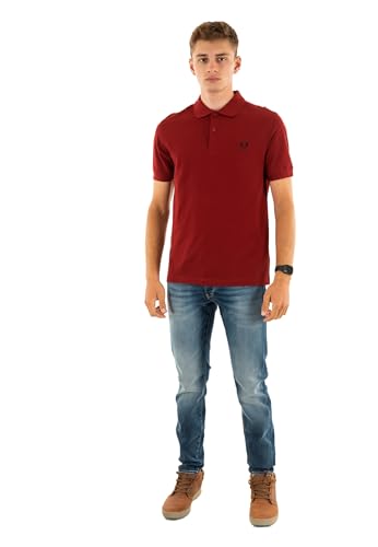 Fred Perry Slim Fit Plain Polo M6000 (FR/ES, Letras, L, Regular, Regular, Rojo)