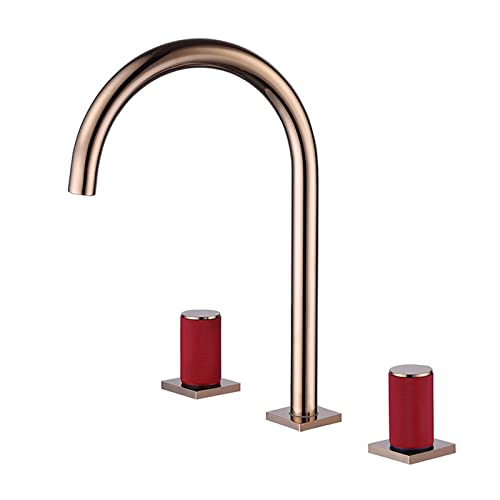 Robinets en or rose 3 trous mitigeur de lavabo en laiton pour salle de bain