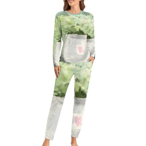 Pyjama femme chaton caricatural manches longues fini les vêtements de nuit inconfortables