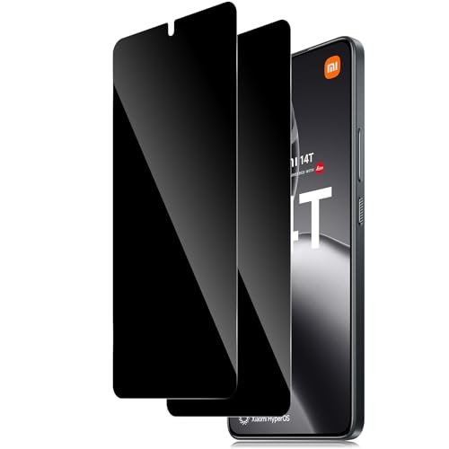 TuFun Screen Protector for Xiaomi 14T/14T Pro/POCO X7 Pro 5G for Tempered Glass Privacy Screen, [Pack of 2] 9H Hardness Privacy Film, Anti-Spy Screen Protector, Anti-Spy, Bubble-Free Privacy