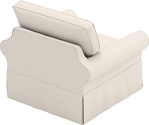 HomeTown Market Sofa Covers Custom Made Compatible for Pottery Barn PB Basic Armchair Slipcover (PB Basic Chair (Width: 39.5\"), Polyester Flax Beige)