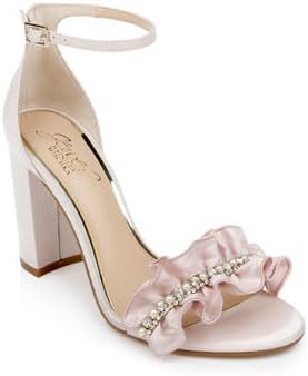 Jewel Badgley Mischka Deva Ruffle High Block Heel