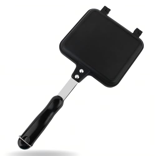 Sandwichera de Desayuno Sartén antiadherente de Doble cara Gofrera Panini Prensa Sándwich Tostadora Presser Sartén para Cake Toast Sandwichera Estufa para Cocina Casera