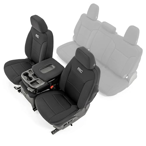 Rough Country Front Neoprene Seat Covers for 19-21 Chevy Silverado 1500-91035, Black by Rough Country - Used condition - CA$91.83