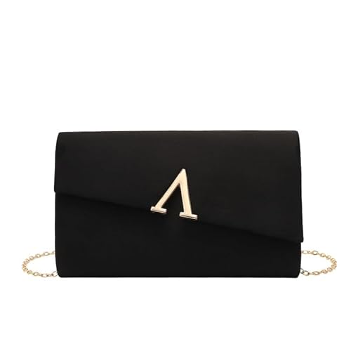 [XSDIAQG] Velvet Simple Evening Bag Removable Chain Clutch Purses(Black)