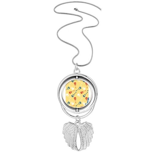 Collier pendentif ailes d'ange et guitare jaune en acier pour musiciens
