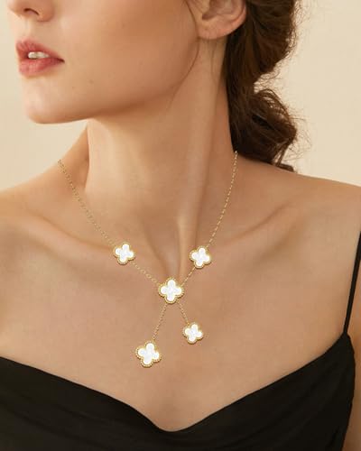 AICase Valentines Day Gifts Clover Necklace for Women 18K Gold Plated Four Leaf Clover Necklace Lucky Pendant Jewelry Gifts for Women/Mon Birthday3