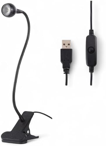 3W USB Metal Flexible Neck LED Light with Clip, Warm White, 360° Rotation, Black